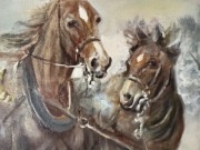 Obraz Jerzego Kluźniaka malarstwo olej na płótnie w złotej ramie lata 