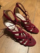 Bordowe.szpilki  Sandałki Rzymianki szpilki wiązane 26cm