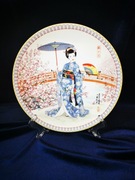 Vintage japoński talerzyk z Geishą Gejsza Ketsuzan-Kiln