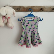 Dziewczęca sukienka z tiulem, rozmiar 80, szara z motylkami