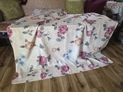 Zasłona żółta 2 sztuki mocno marszczona motyw kwiecisty