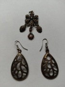 Komplet kolczyki wisior vintage ażurowe styl filigranowy 