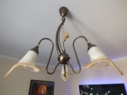 lampa sufitowa wisząca retro Vintage miedziany brąz wys.65cm 3x klosz szkło