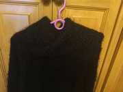 Włoski czarny sweter puchaty golf szalowy oversize 