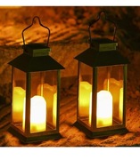 Zestaw 2 latarenek solarnych, zewnętrzna, bezpłomieniową świecą LED, IP44