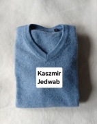 Sweterek niebieski 36 S kaszmir jedwab wełna XS 