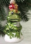 Bombka choinkowa, szklana ręcznie malowana Żaba 12 cm