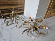 Dwa żyrandole metalowe motyw roślinny retro