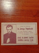 Karta pamiątkowa ks. Jerzego Popiełuszki, Suchowola, lata 80, oryginał (87