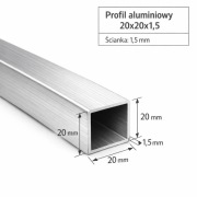 Profil aluminiowy 20x20x1,5 mm | 200 cm | SUROWY 6060 | Rura Kwadratowa |