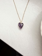 naszyjnik serce ametyst ametystem stal nierdzewna stali nierdzewnej