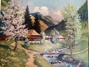 Pejzaż kolorowy olejny sygnowany