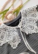 Biały koronkowy kołnierzyk Boho wiązany damski stylowy 