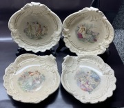 Fajans Villeroy boch - 1897/1900, cztery talerzyki ozdobne
