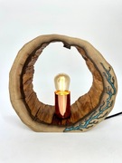 Lampka nocna stołowa drewno żywica 