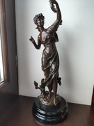 Figuralna sygnowana emaliowana lampa naftowa n8