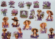 naklejki 40 szt dziewczyna natura kwiaty fiolet scrapbooking
