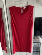 Solar czerwony dzianinowy top bluzka tunika praca