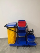 Wózek do sprzątania podłóg z prasą do mopów i uchwytem na worek