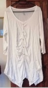 Bawełniana asymetryczna biała bluzka tunika typu gieciuch