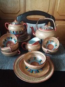 Zestaw do herbaty japońska cieniutka porcelana bogato złocona