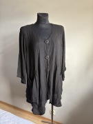 Boheme czarna tunika sukienka narzutka Iniana 90% len plus size XXL