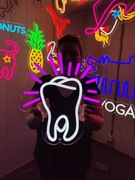 lśniący Ząb Neon Ozdoba na Ścianę. Klinika Stomatologiczna LED Reklama 