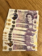Banknot 20 funtów z serii AA z Królową!!