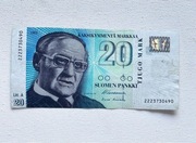 .Banknot 20 marek Finlandia Markkaa 1993