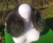 Vintage - dopinany kołnierz z lisa czarny z  lis farbowany futro 50cm