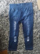 Legginsy 3/4 imitacja jeansu z dziurami 