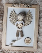 Anioł Stróż w ramce pamiątka chrztu komunii 