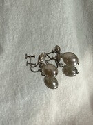 Stare Srebrne Kolczyki Vintage – Perły – Zapięcie Śrubowe (Klipsy)