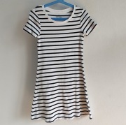 Sukienka dzianinowa H&M 134 140 paski marynistyczny look (358)