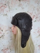 Skórzana czapka pilotka brązowa 59-60cm 