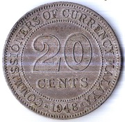 MALAJE, 20 centów 1948, KM# 9, XF