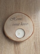 Świecznik drewniany na podgrzewacze. Home sweet home 