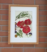 Prawdziwe suszone czerwone róże  ręcznie robiony obraz  ozdoba domu boho