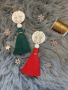 Ozdoby choinkowe ręcznie robione makrama mikołajki