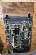 Szklany obraz przedstawiający Chicago Urban widok z lotu ptaka o zmierzchu