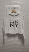 Bluza DKNY r. XS biała NOWA koszulka kaptur crop