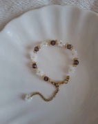 Kwiatowa bransoletka handmade z kryształkami na co dzień wiosna lato