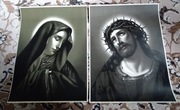 Przedwojenne oleodruki Jezus Maria sepia para