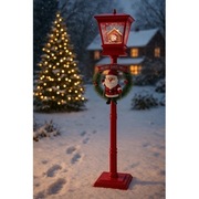 Latarnia Lampa Świąteczna Do Ogrodu z Pozytywką Mikołaj Domek Czerwona 1,5m