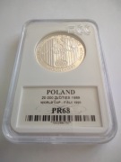 20000 zł XIV MŚ w Piłce Nożnej Włochy 1990 "Piłkarz"1989 Grading PR68
