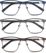 Okulary do czytania męskie MODFANS 3 szt stalowe z filtrem niebieskim +2,5