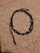 Bransoletka Ametyst zoisyt z rubinem Makrama 