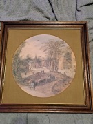 Obraz drukowany – sielski wiejski pejzaż, rama 37,5 x 37,5 cm