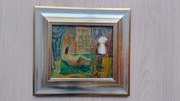Obraz olejny na desce Akt w atelier n.s.