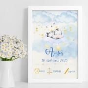 Metryczka dziecka A4 w ramce – personalizowana – prezent na narodziny